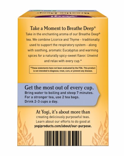 Yogi Breathe Deep Caffeine Free Tea Bags Perspective: back