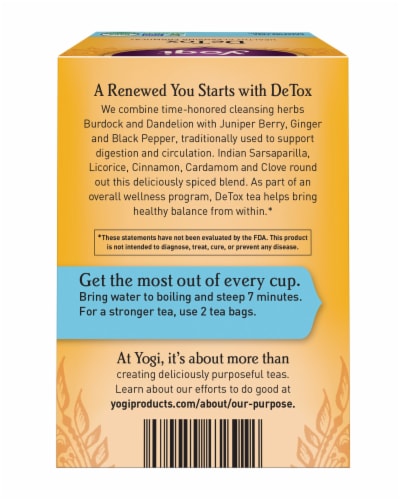 Yogi Detox Organic Herbal Tea Bags Perspective: back