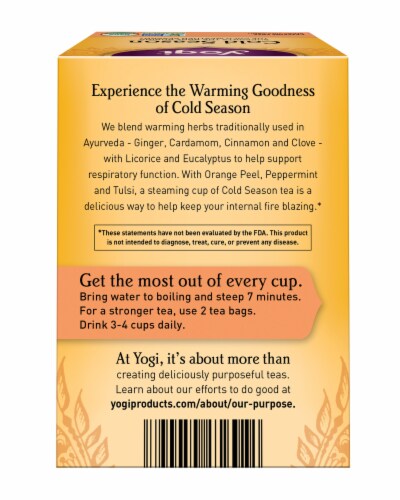 Yogi Cold Season Caffeine Free Tea Bags Perspective: back