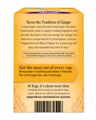 Yogi Ginger Organic Herbal Tea Bags Perspective: back