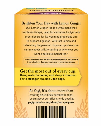 Yogi Lemon Ginger Tea Bags Perspective: back