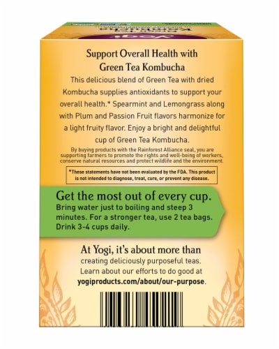 Yogi Organic Kombucha Green Tea Bags Perspective: back