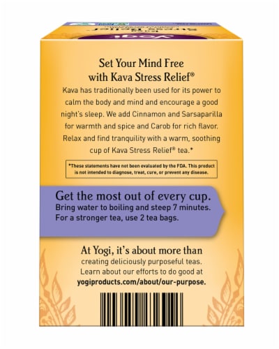 Yogi Kava Stress Relief Herbal Tea Bags Perspective: back