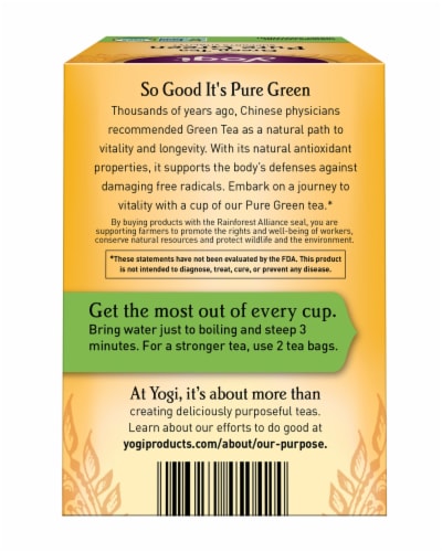 Yogi Pure Green Tea Bags Perspective: back