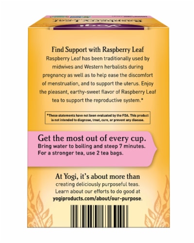Yogi Woman's Raspberry Leaf Caffeine Free Tea Bags Perspective: back