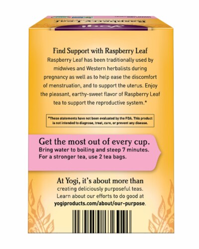 Yogi Woman's Raspberry Leaf Caffeine Free Tea Bags Perspective: back