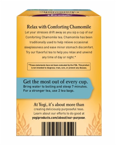 Yogi Comforting Chamomile Caffeine Free Tea Bags Perspective: back