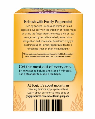 Yogi Organic Purely Peppermint Caffeine Free Tea Bags Perspective: back
