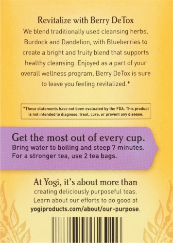 Yogi Berry DeTox Caffeine Free Tea Bags Perspective: back