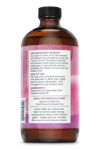 Heritage Store Fragrance Free Organic Castor Oil Perspective: back