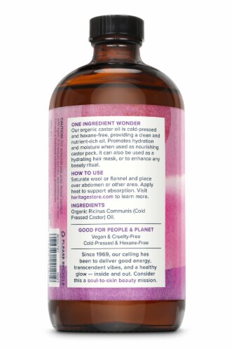 Heritage Store Fragrance Free Organic Castor Oil Perspective: back