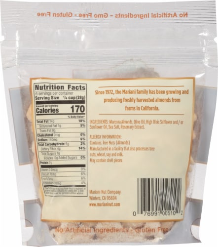 Mariani Lightly Roasted with Sea Salt & Olive Oil Marcona Almonds Perspective: back