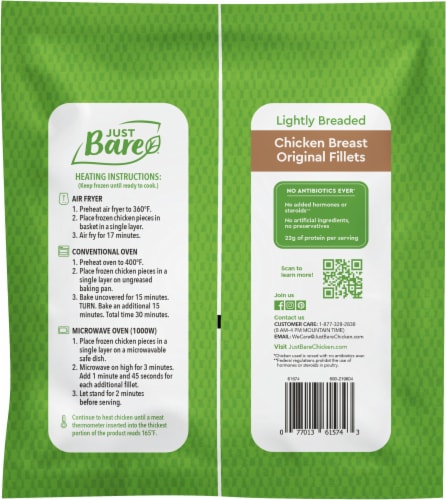 Just Bare® Lightly Breaded Chicken Breasts Perspective: back
