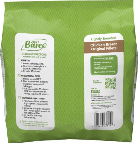 Just Bare Fully Cooked Lightly Breaded Chicken Breast Original Fillets Perspective: back