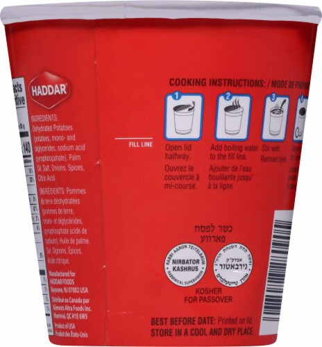 Haddar® Original Instant Mashed Potatoes Cup Perspective: back