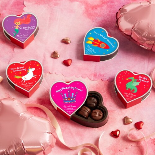 RUSSELL STOVER Valentine's Day Magical Heart Assorted Milk & Dark Chocolate Gift Box Perspective: back