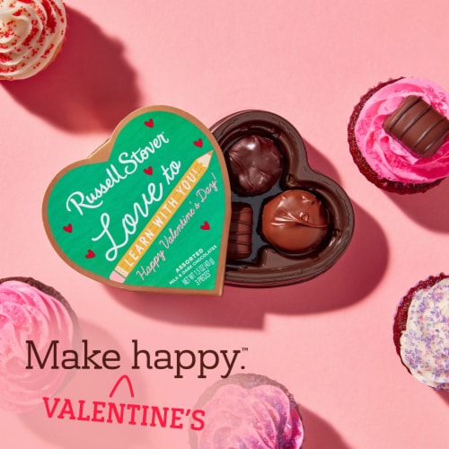 RUSSELL STOVER Valentine's Day Chalkboard Heart Milk & Dark Chocolate Candy Gift Box Perspective: back