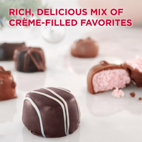 RUSSELL STOVER Christmas Assorted Crèmes in Milk & Dark Chocolate Gift Box Perspective: back