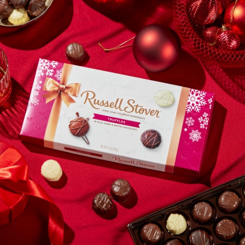 Russell Stover® Holiday Truffles in Milk Dark & White Chocolate Gift Box Perspective: back