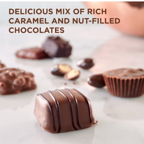 RUSSELL STOVER Caramels & Nuts in Milk & Dark Chocolate Gift Box Perspective: back