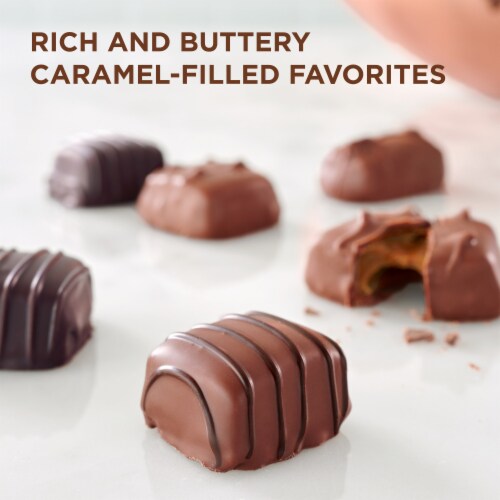 RUSSELL STOVER Assorted Caramels Milk & Dark Chocolate Gift Box Perspective: back