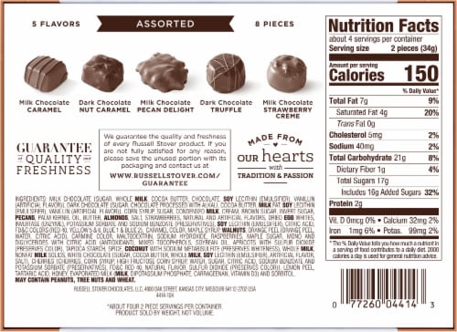Russell Stover® Assorted Milk & Dark Chocolates Perspective: back