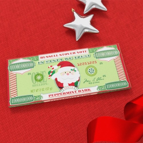 RUSSELL STOVER Christmas Santa Peppermint Bark Money Bar, 2 oz Fry’s