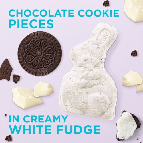 RUSSELL STOVER Easter Bunny Cookies & Crème Solid White Fudge Chocolate Candy Rabbit Perspective: back