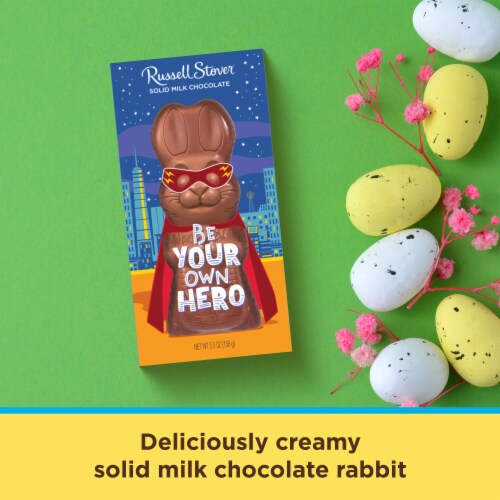 RUSSELL STOVER Easter Empowerment Solid Milk Chocolate Easter Bunny Perspective: back