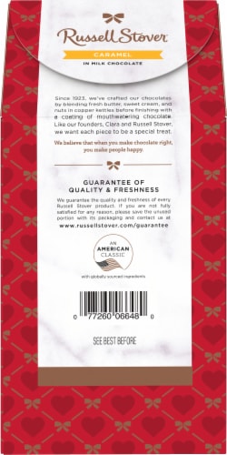 Russell Stover® Individually Wrapped Caramel in Milk Chocolate Candy Perspective: back