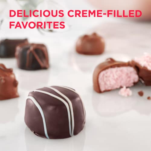 Russell Stover Assorted Creams Milk & Dark Chocolate Valentine Candy Gift Box Perspective: back