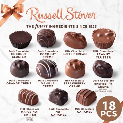 RUSSELL STOVER Christmas Assorted Milk & Dark Chocolate Santa Gift Tin Perspective: back