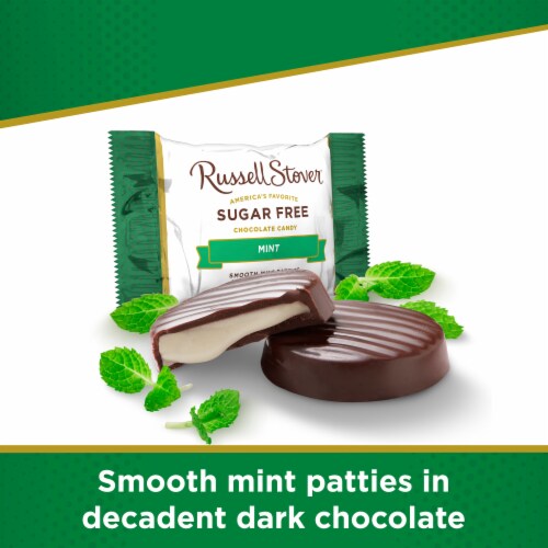 RUSSELL STOVER Sugar Free Mint Patties in Dark Chocolate Bag Perspective: back