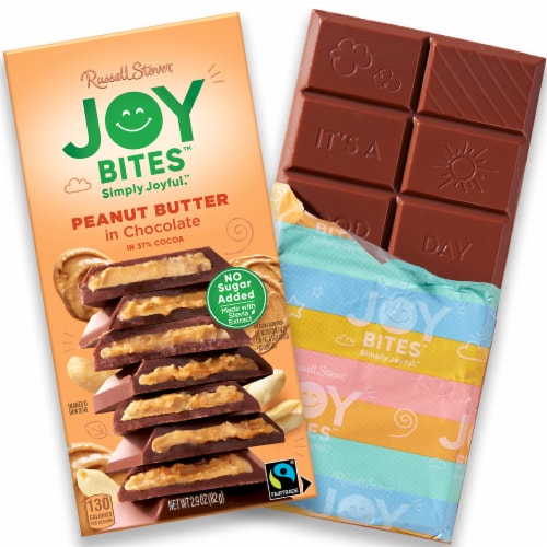 RUSSELL STOVER Joy Bites Peanut Butter Milk Chocolate Bar Perspective: back