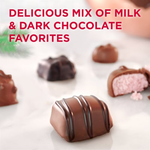 RUSSELL STOVER Christmas Fresh Classic Assorted Milk & Dark Chocolate Gift Tin Perspective: back