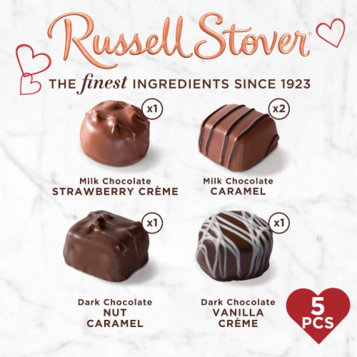 Russell Stover Assorted Chocolates Puppies Heart Valentine Candy Gift Box Perspective: back