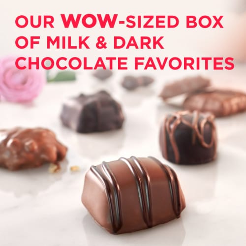 RUSSELL STOVER Valentine's Day WOW Assorted Milk & Dark Chocolate Gift Box Perspective: back