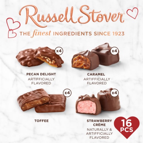 RUSSELL STOVER Valentine's Day Sugar Free Heart Assorted Chocolate Candy Gift Box Perspective: back