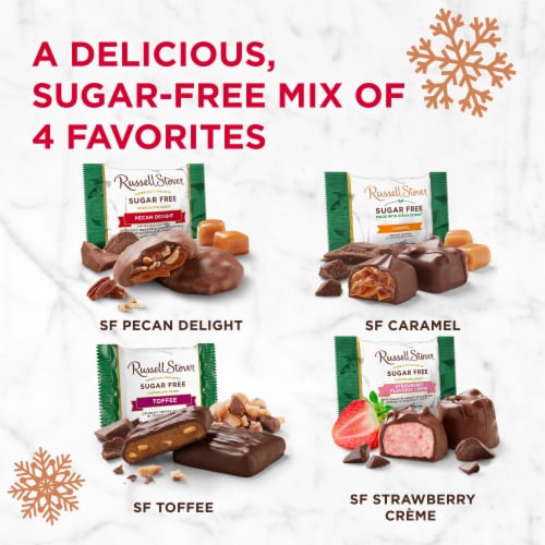 RUSSELL STOVER Christmas Sugar Free Assorted Chocolate Candy Gift Box Perspective: back