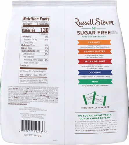 Russell Stover® Sugar Free Assorted Chocolates Candy Bag Perspective: back