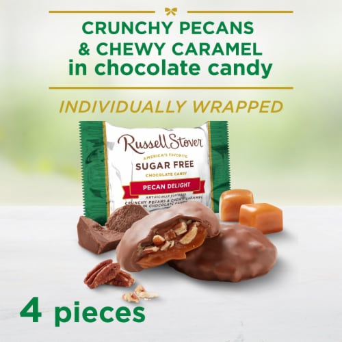 RUSSELL STOVER Sugar Free Pecan Delight Chocolate Candy, 2.4 oz bag Perspective: back