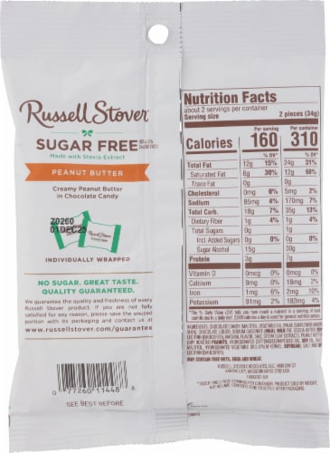 Russell Stover® Sugar Free Peanut Butter Cups Candy Bag Perspective: back