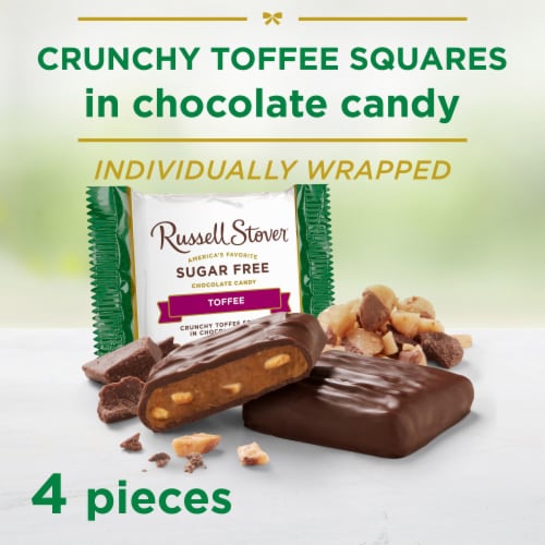 RUSSELL STOVER Sugar Free Toffee Squares in Chocolate Candy, 2 oz bag Perspective: back