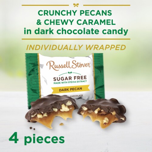 RUSSELL STOVER Sugar Free Dark Chocolate Pecan Delight Candy, 2.4 oz. bag Perspective: back