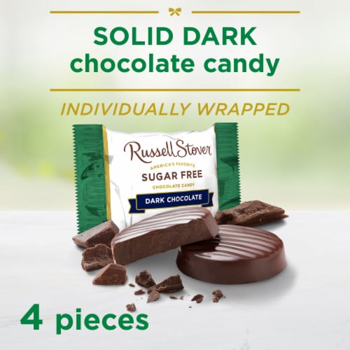 RUSSELL STOVER Sugar Free Dark Chocolate Medallions Candy, 2 oz bag Perspective: back