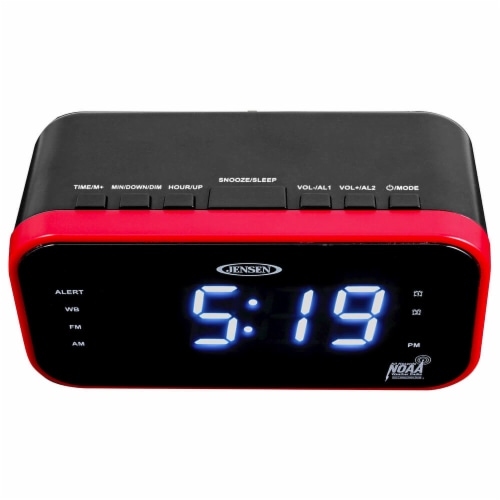 Jensen JEP-150 AM/FM Weather Band Clock Radio - Red/Black Perspective: back