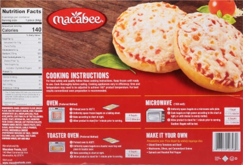 Macabee's Kosher Foods Mozzarella Cheese Bagel Pizzas 6 Count Perspective: back