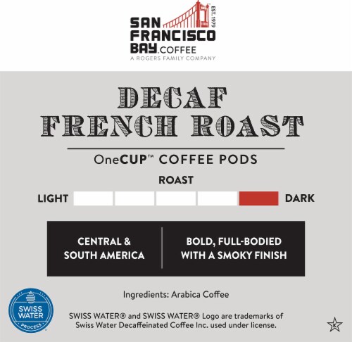 San Francisco Bay Decaf French Roast K-cup Compatible Compostable Coffee Pods Perspective: back