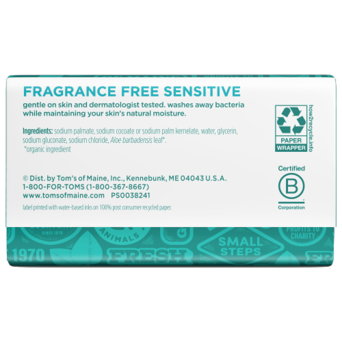 Tom's of Maine Natural Beauty Bar Soap for Sensitive Skin With Aloe Vera Fragrance-Free Perspective: back