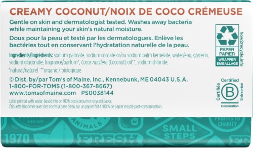 Tom's of Maine Natural Beauty Bar Soap Creamy Coconut With Virgin Coconut Oil Perspective: back